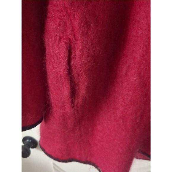 Tony Lambert VTG Wool Cocoon Coat Size 12 Womens BerryRed Open Shawl Collar Warm - Picture 6 of 12